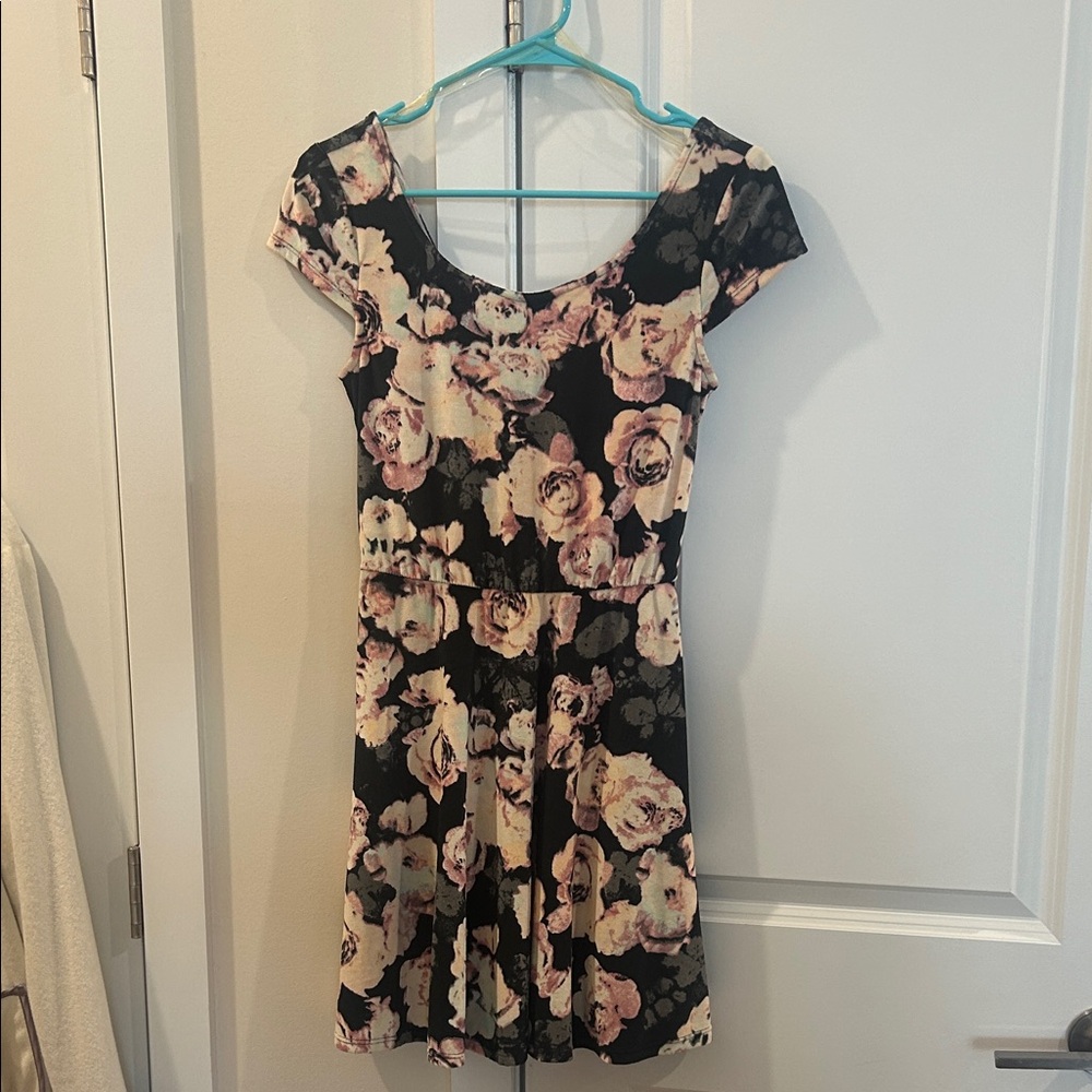 Love, Fire Black and Pink Floral Mini Dress